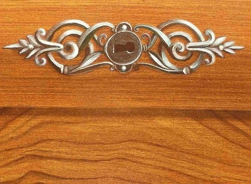 D&eacute;tail d'une porte en faux bois